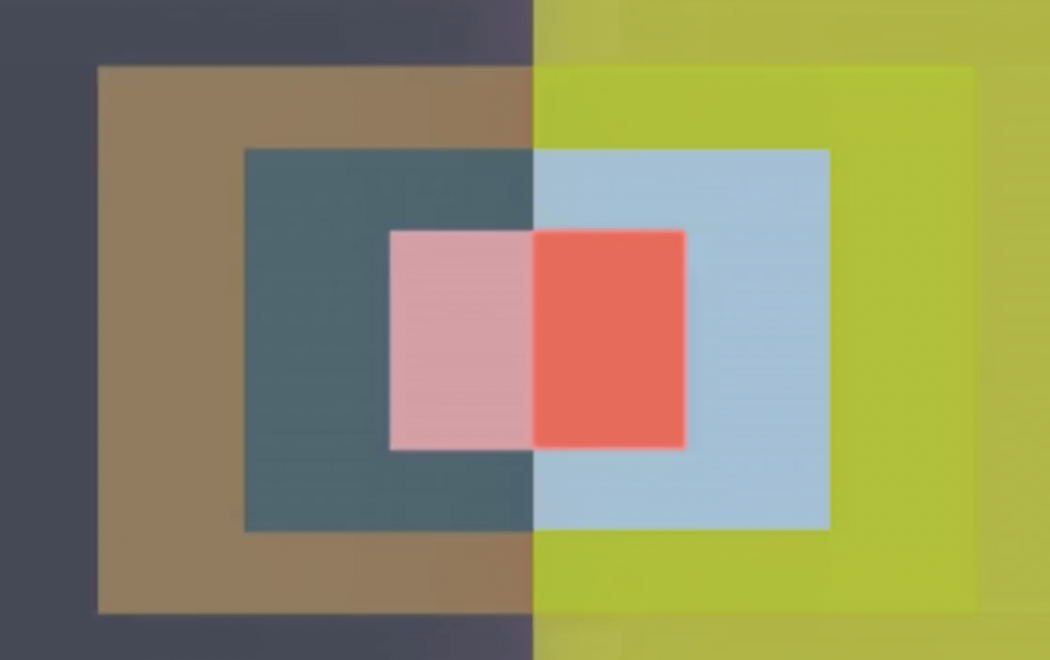 Various coloured squares form a geometric pattern